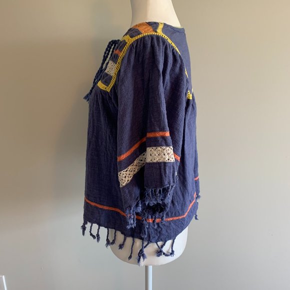 Rocks and Indigo tassle fringe boho blouse - Picture 2 of 9